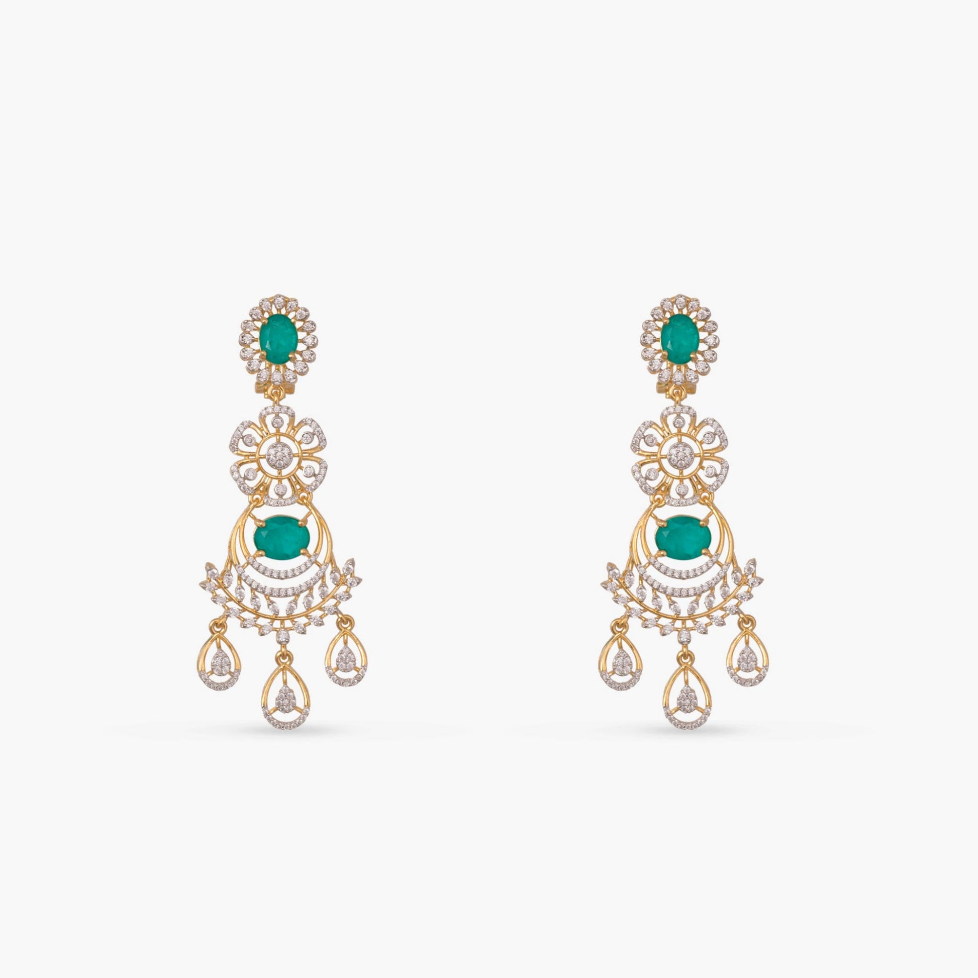 Pushpa Floral Layered CZ Silver Necklace Set