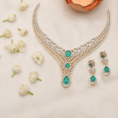 Navya CZ Silver Necklace Set