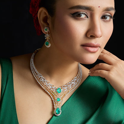 Navya CZ Silver Necklace Set