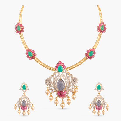 Avani CZ Silver Necklace Set
