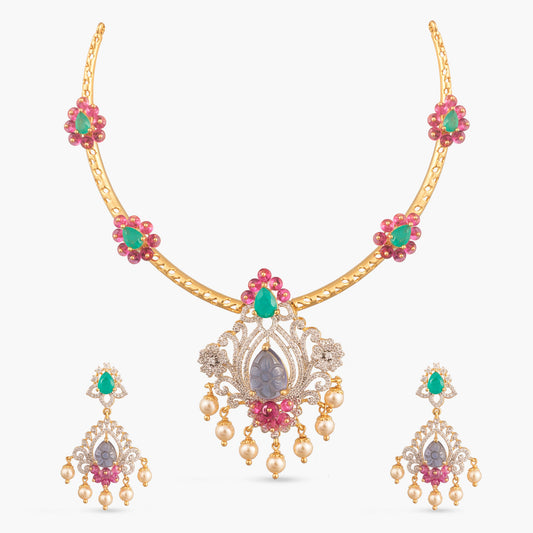 Avani CZ Silver Necklace Set