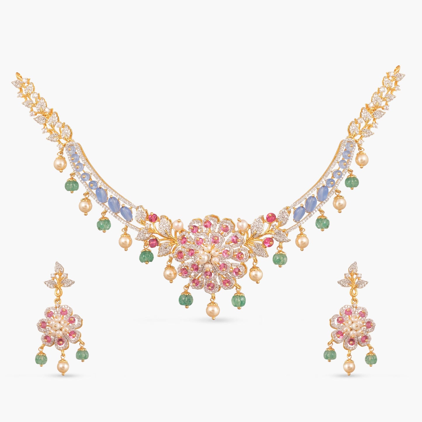 Ria CZ Silver Necklace Set
