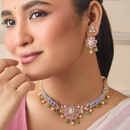 Ria CZ Silver Necklace Set