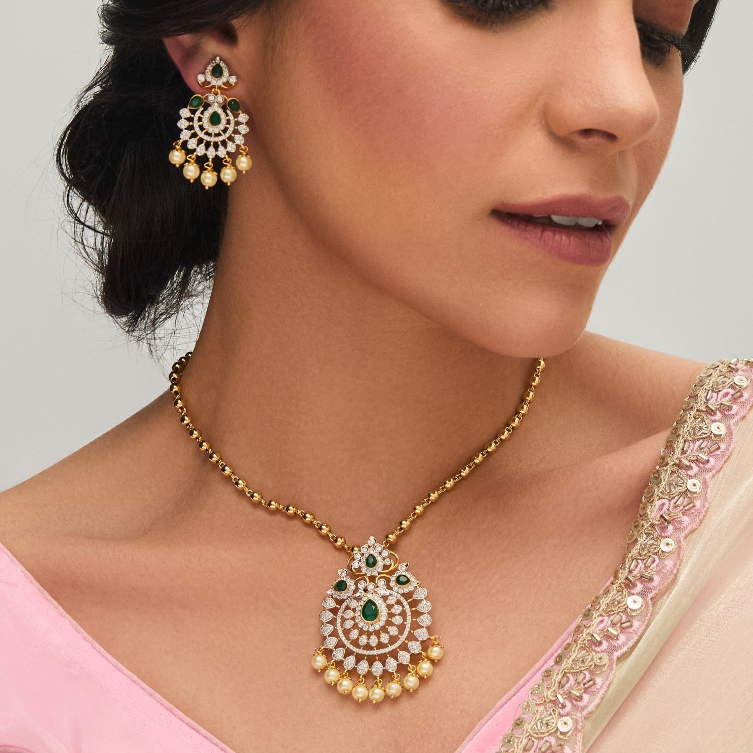 Cora CZ Silver Pendant Set