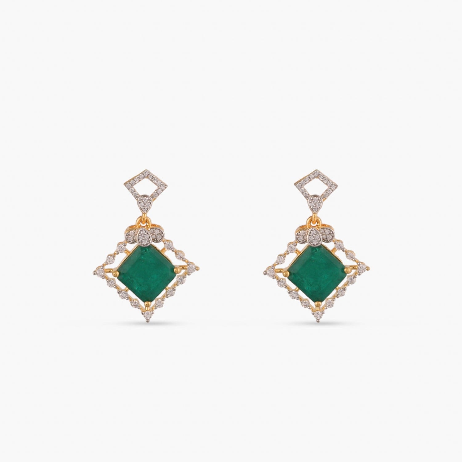 Emerald Sparkle CZ Silver Pendant Set