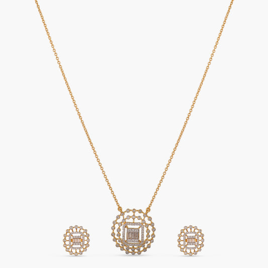 Halo Shine CZ Silver Pendant Set