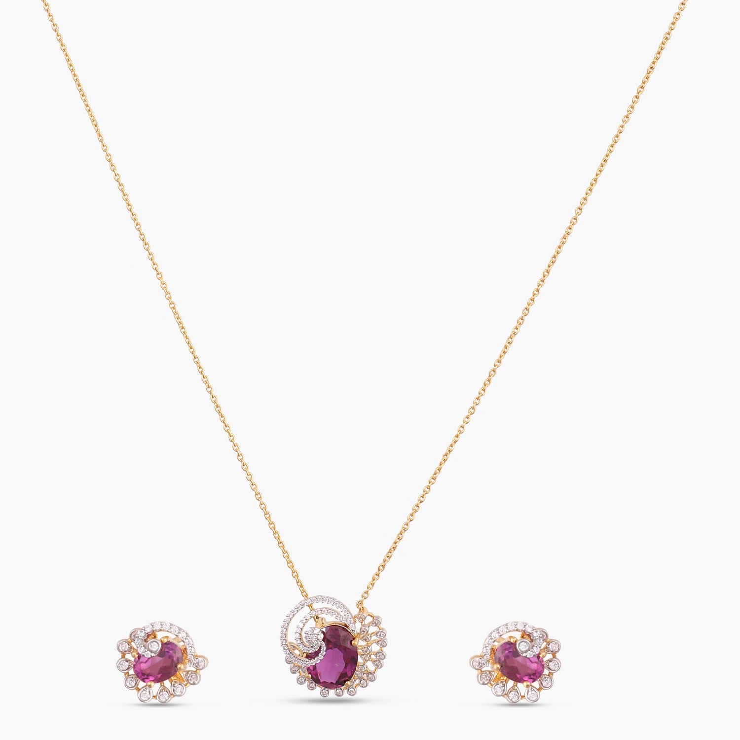 Ruby Rose CZ Silver Pendant Set