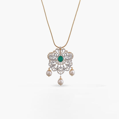 Pratyusha CZ Silver Pendant Necklace