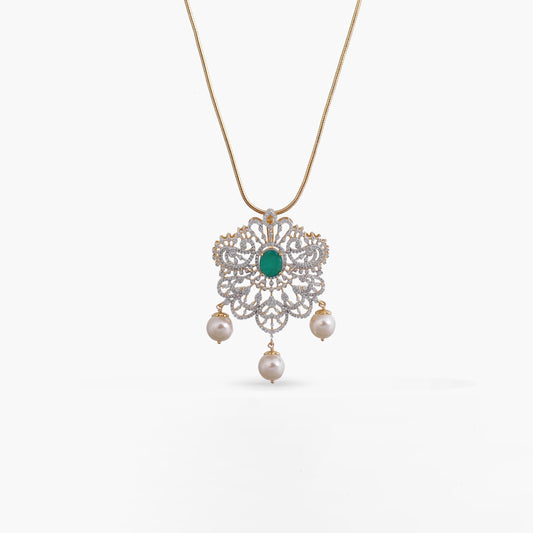 Pratyusha CZ Silver Pendant Necklace