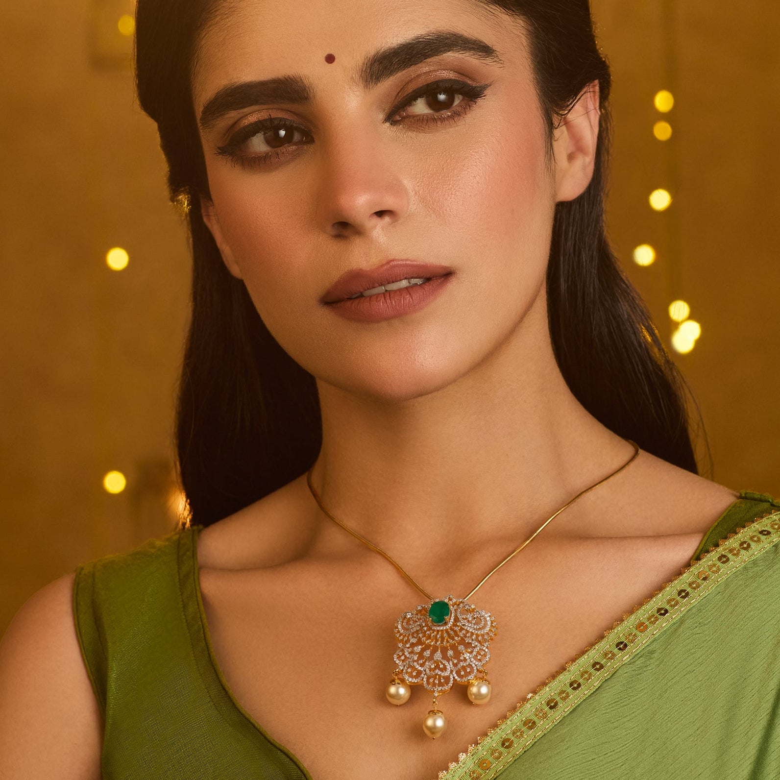 Pratyusha CZ Silver Pendant Necklace