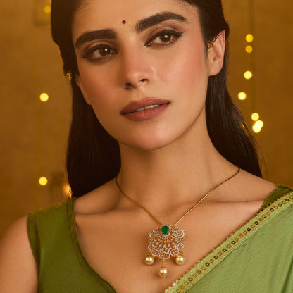 Pratyusha CZ Silver Pendant Necklace