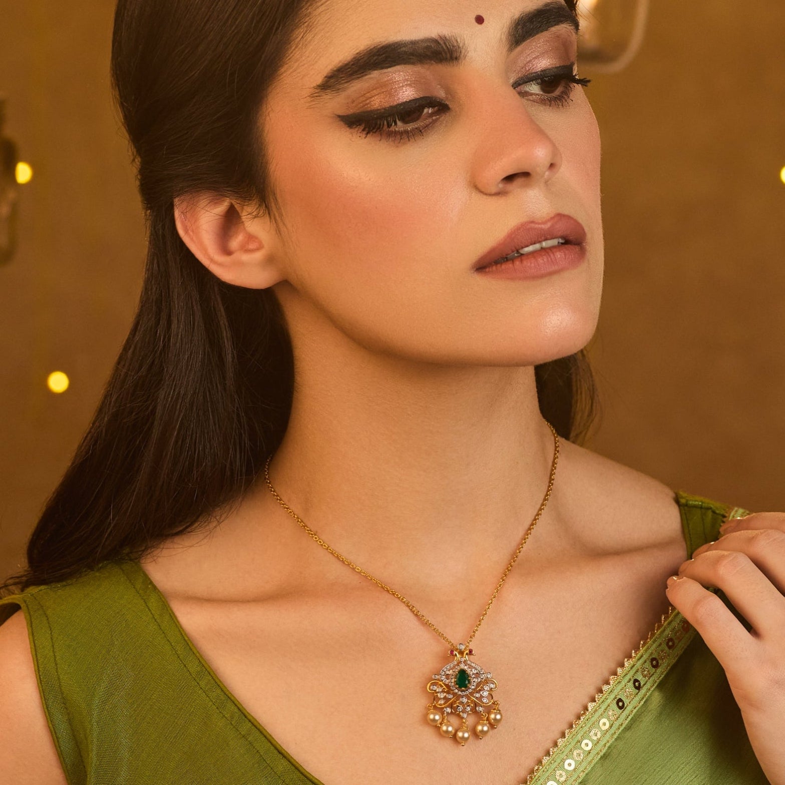 Aisha CZ Silver Pendant Necklace