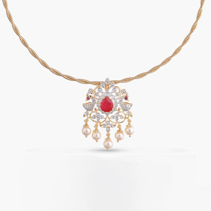 Mrunal CZ Silver Pendant Necklace