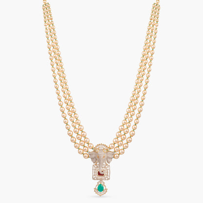 Kavya Layered CZ Long Silver Necklace