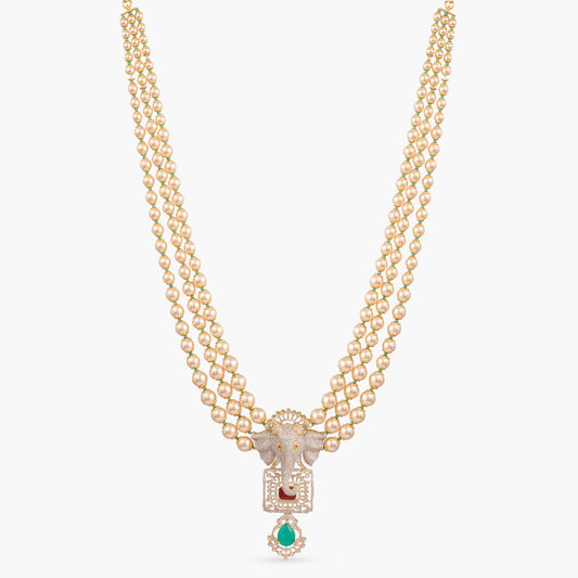 Kavya Layered CZ Long Silver Necklace