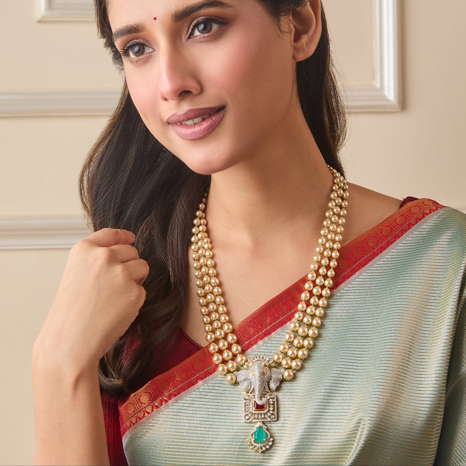 Kavya Layered CZ Long Silver Necklace