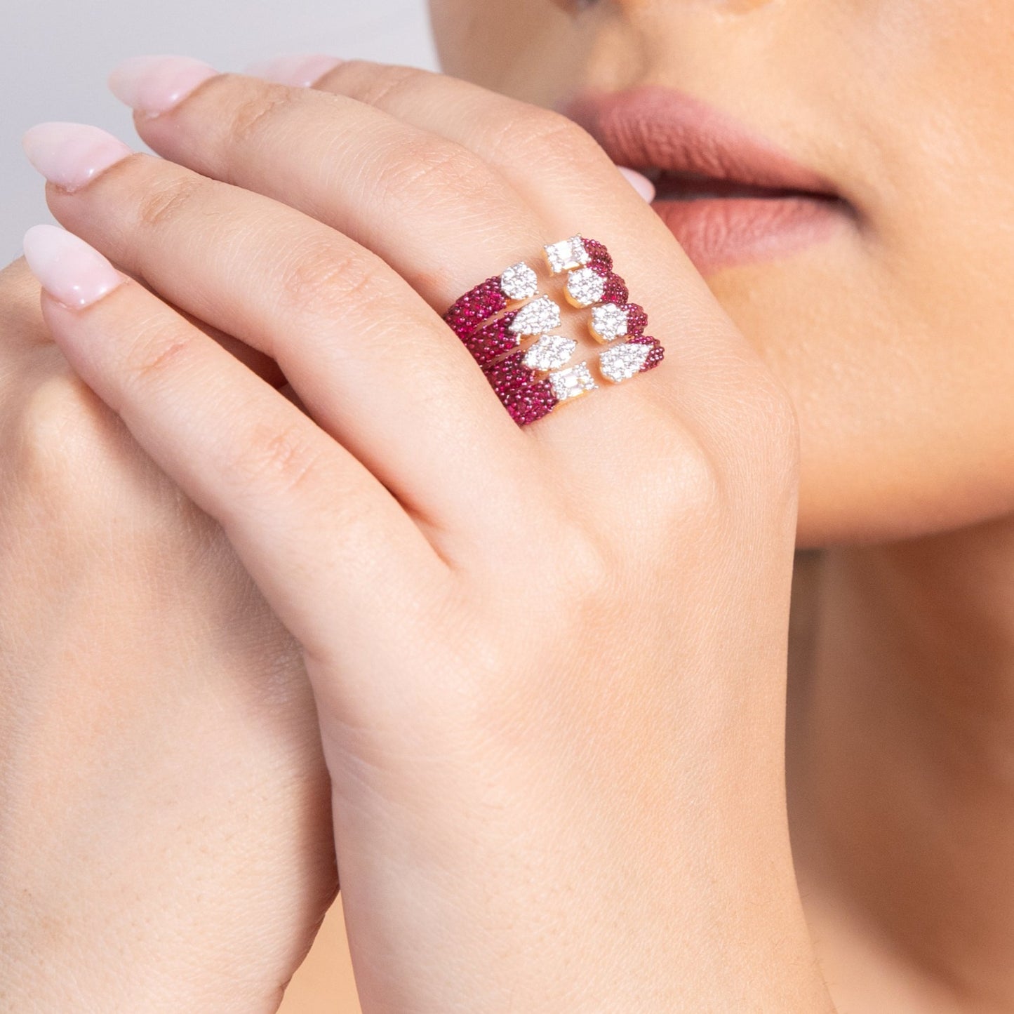 Celestial Fusion CZ Silver Cocktail Ring