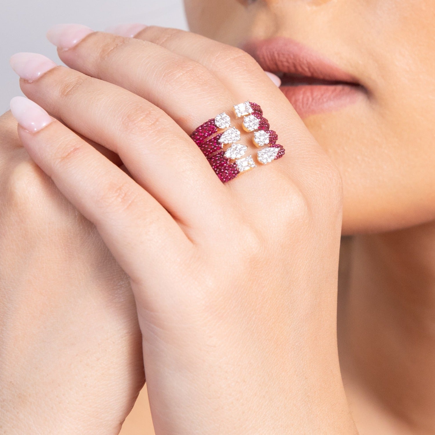 Celestial Fusion CZ Silver Cocktail Ring