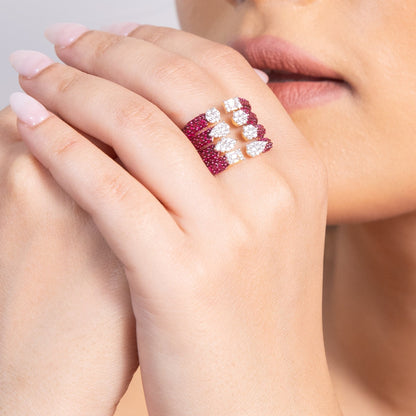Celestial Fusion CZ Silver Cocktail Ring