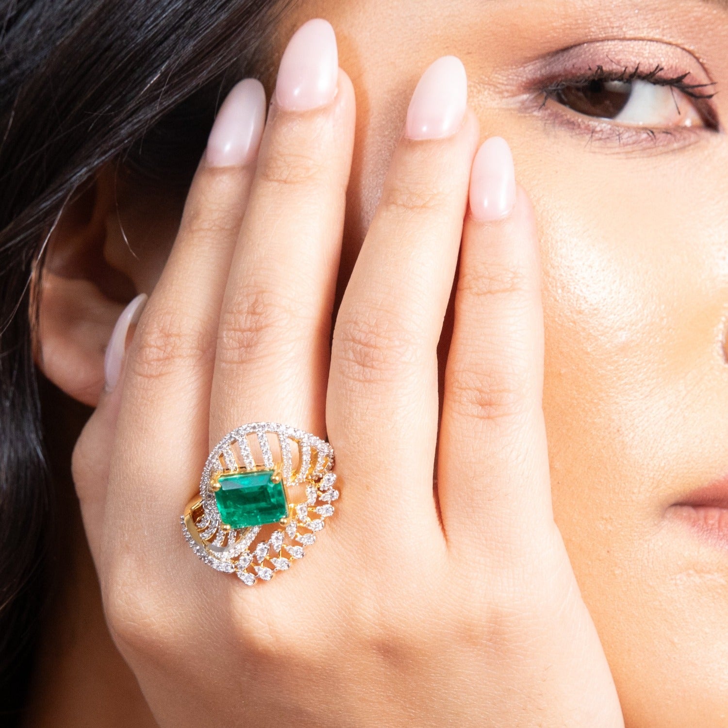 Orchid Essence CZ Silver Cocktail Ring