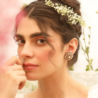 Floral Brilliance Silver Stud Earrings