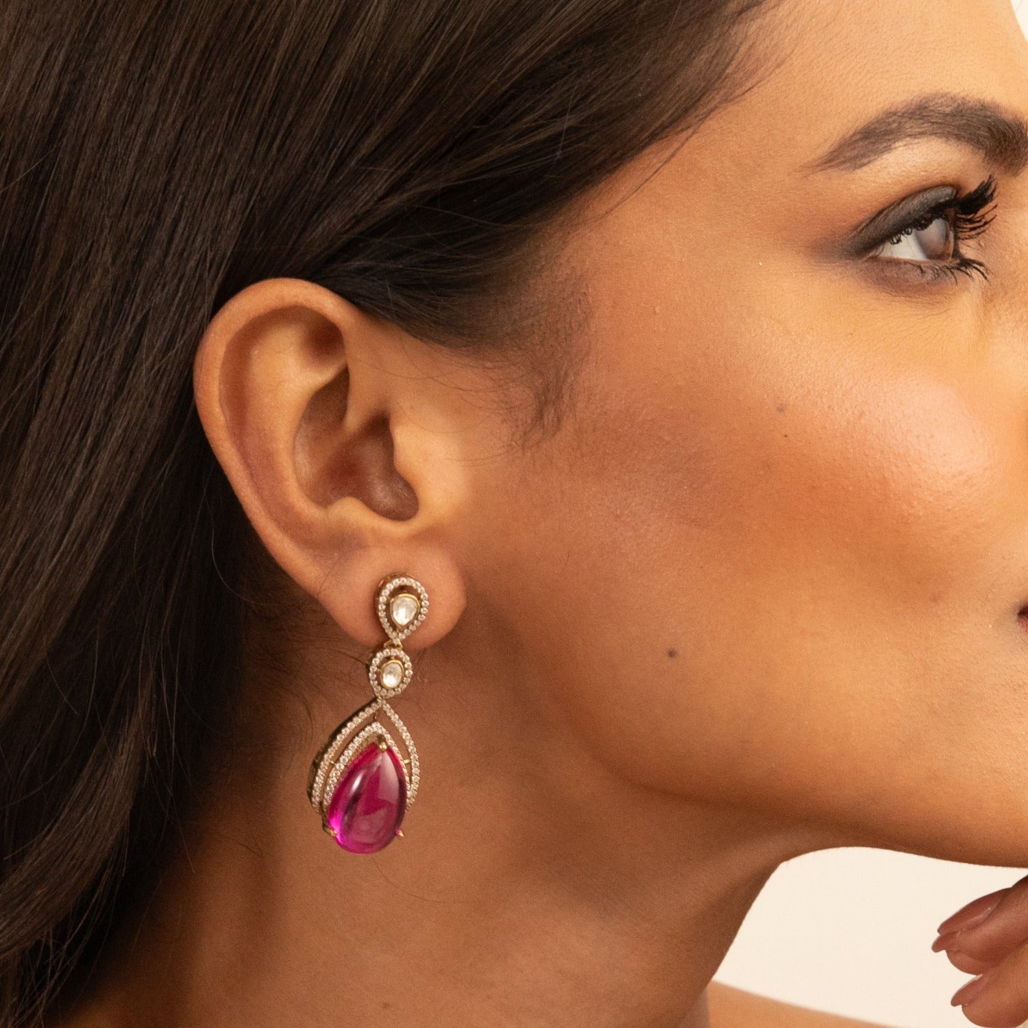 Pearl Moissanite Silver Drop Earrings 