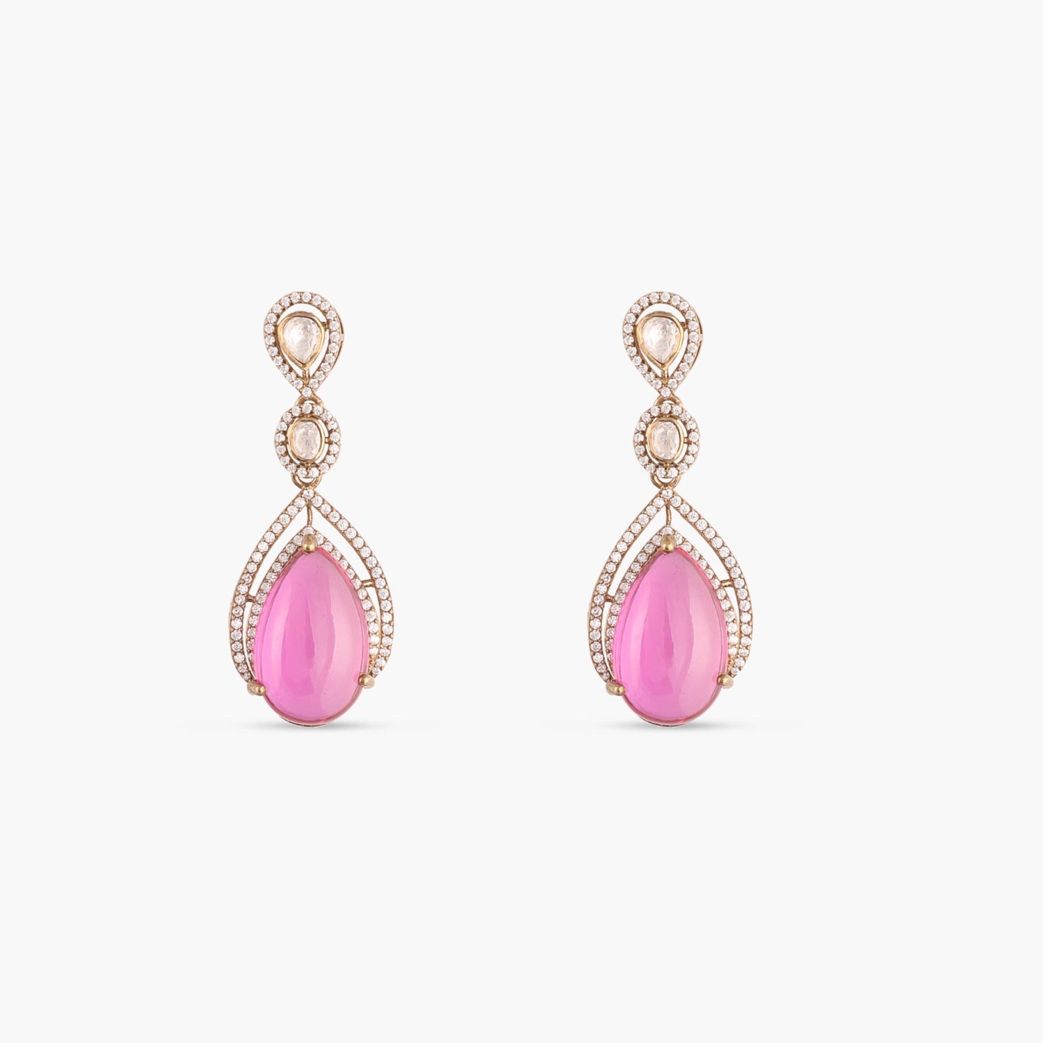 Pearl Moissanite Silver Drop Earrings