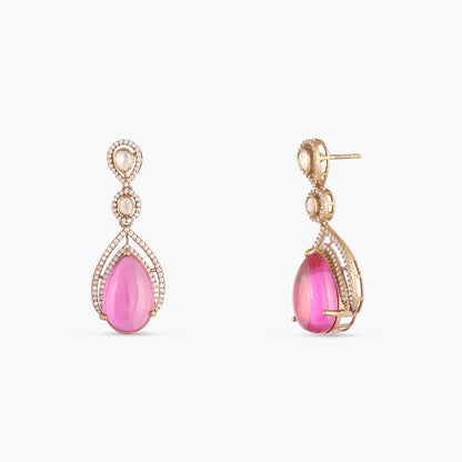Pearl Moissanite Silver Drop Earrings
