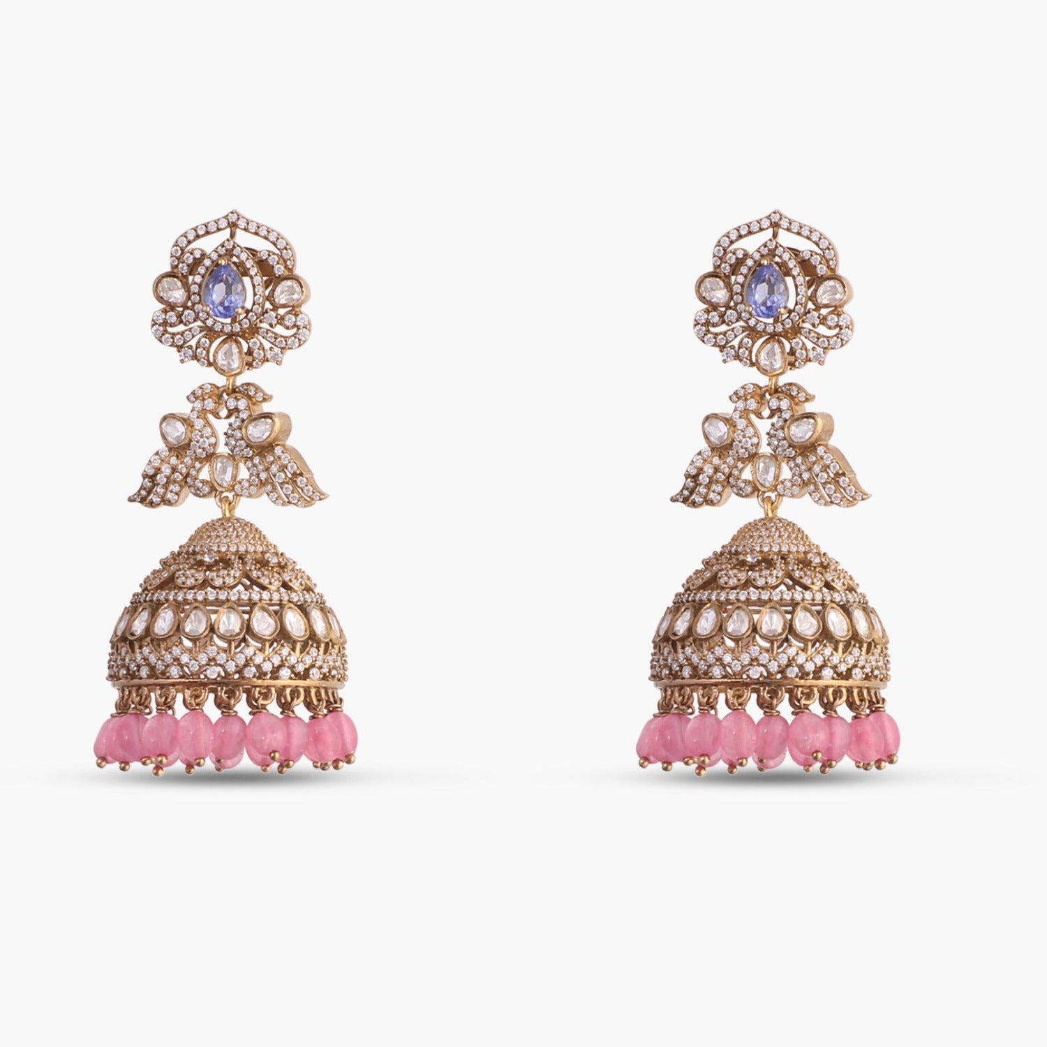 Israh Moissanite Silver Jhumka Earrings