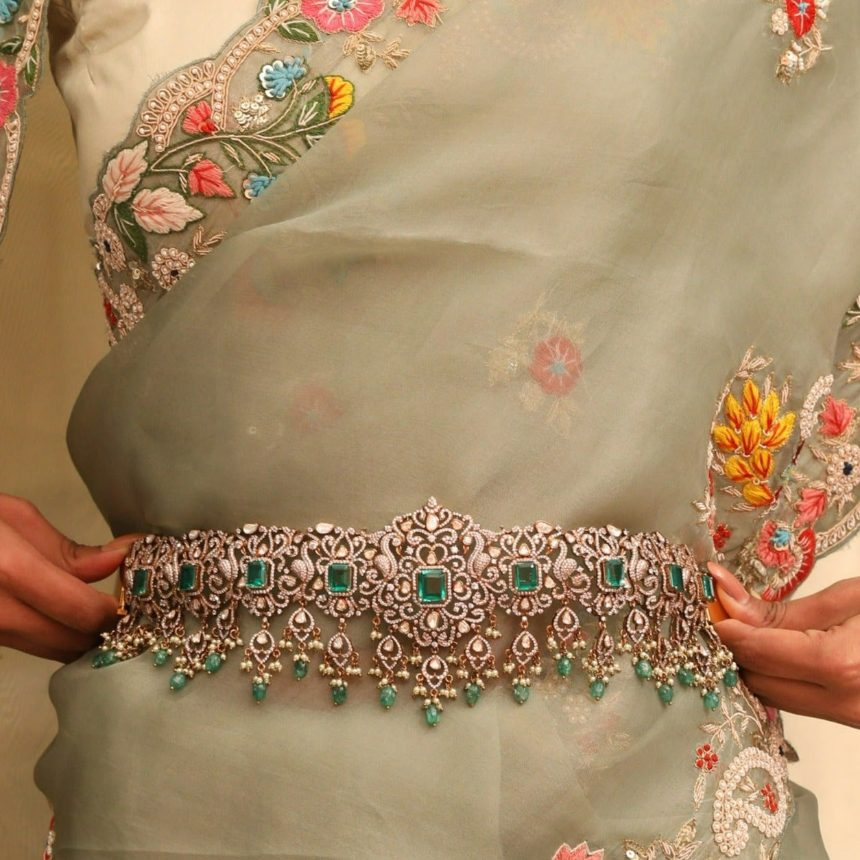 Rasika Moissanite Silver Waist Band