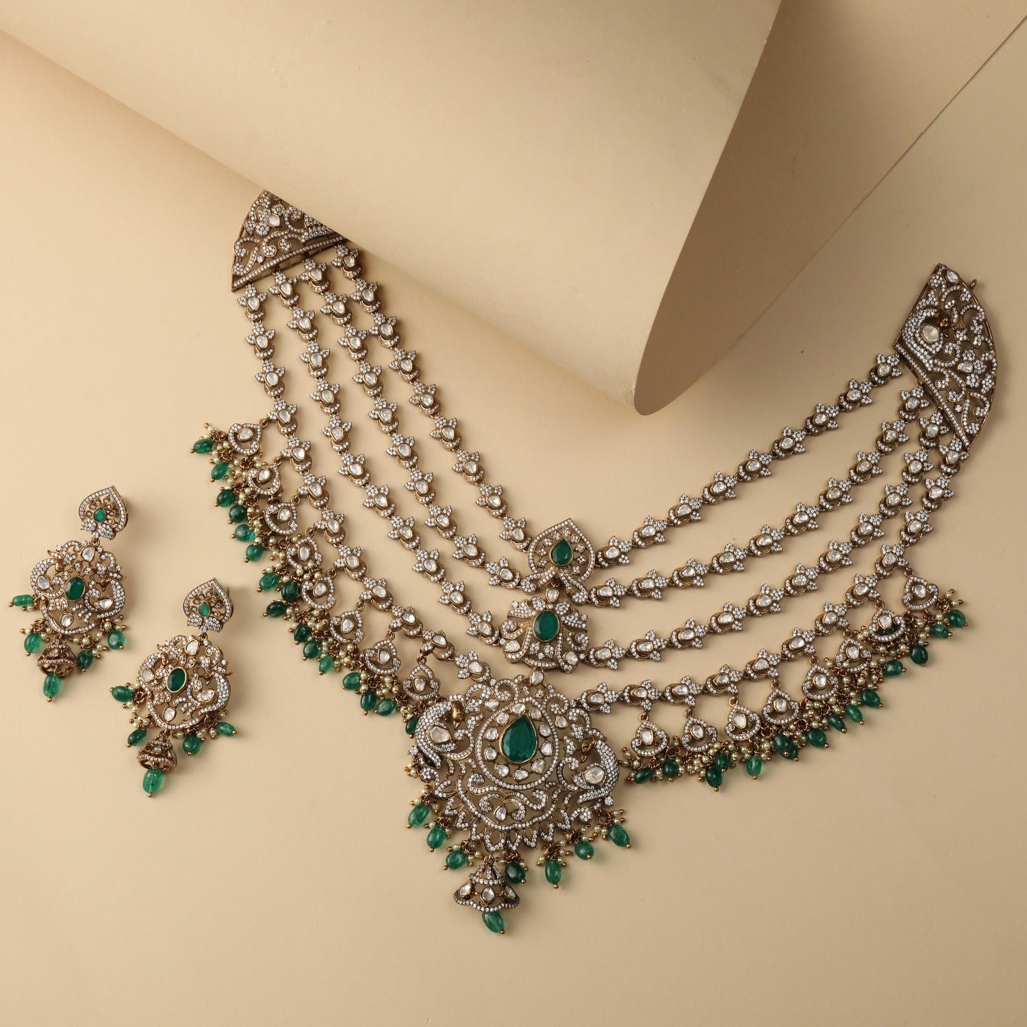 Advaita Moissanite Silver Layered Necklace Set