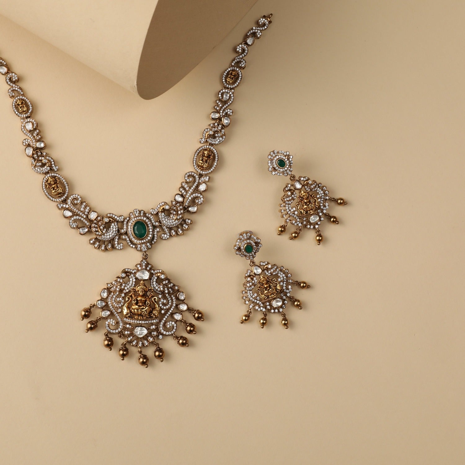 Girika Moissanite Silver Necklace Set