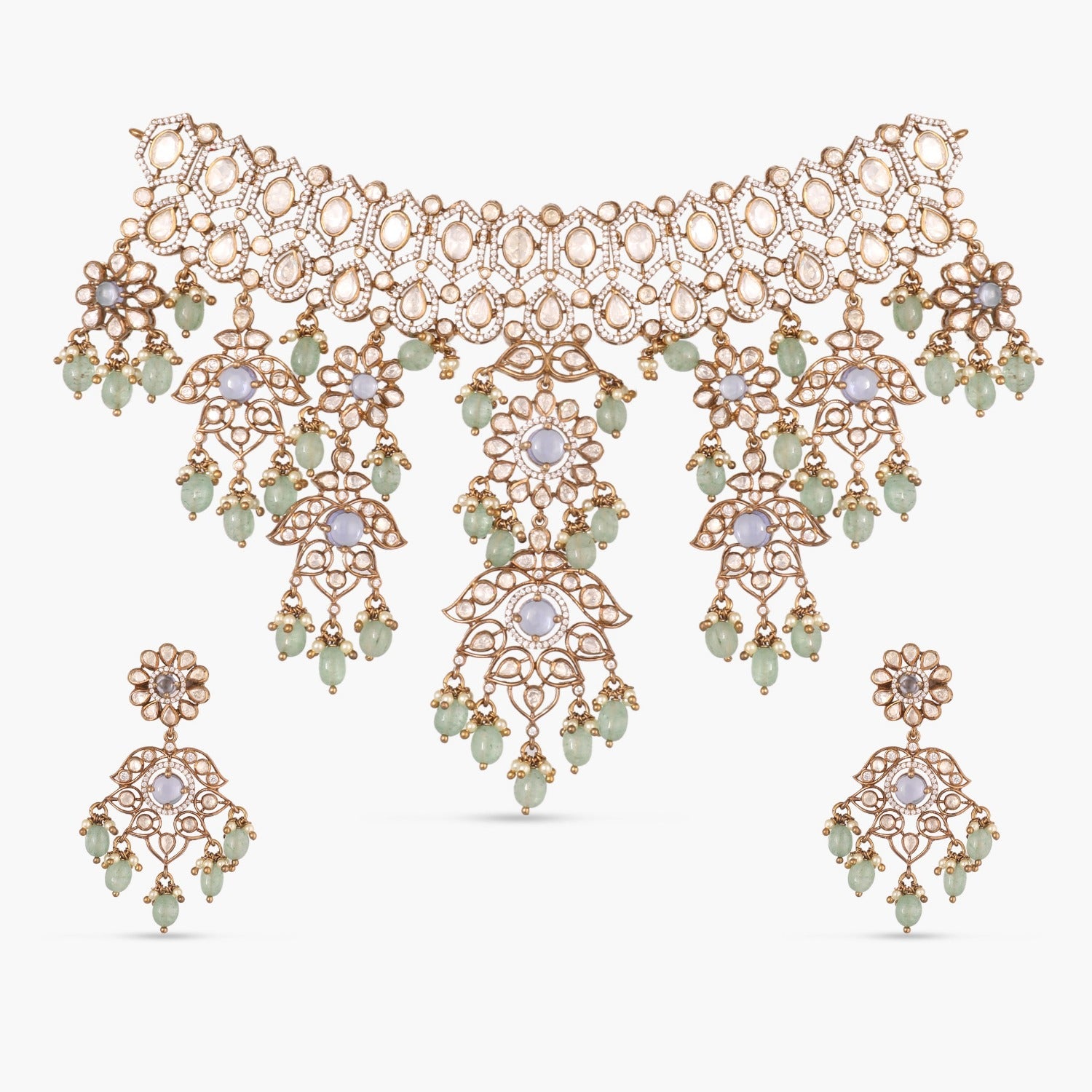 Floral Adorns Silver Moissanite Choker Necklace 