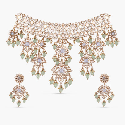 Floral Adorns Silver Moissanite Choker Necklace 