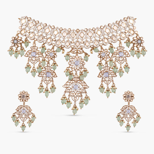 Floral Adorns Silver Moissanite Choker Necklace 
