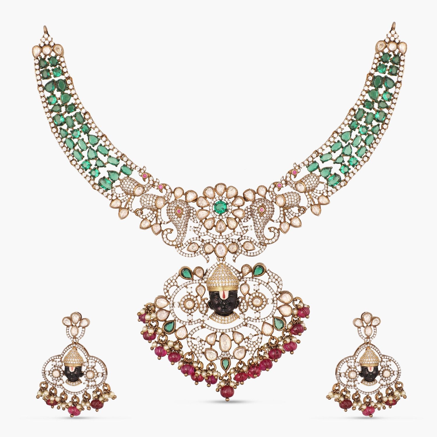 Kashvi Moissanite and Gemstone Necklace Set