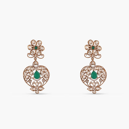 Emerald Floral Moissanite Silver Necklace Set