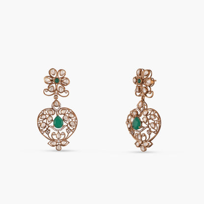 Emerald Floral Moissanite Silver Necklace Set