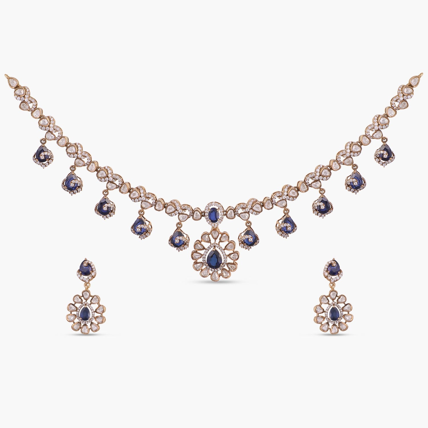 Sabah Moissanite Silver Necklace Set