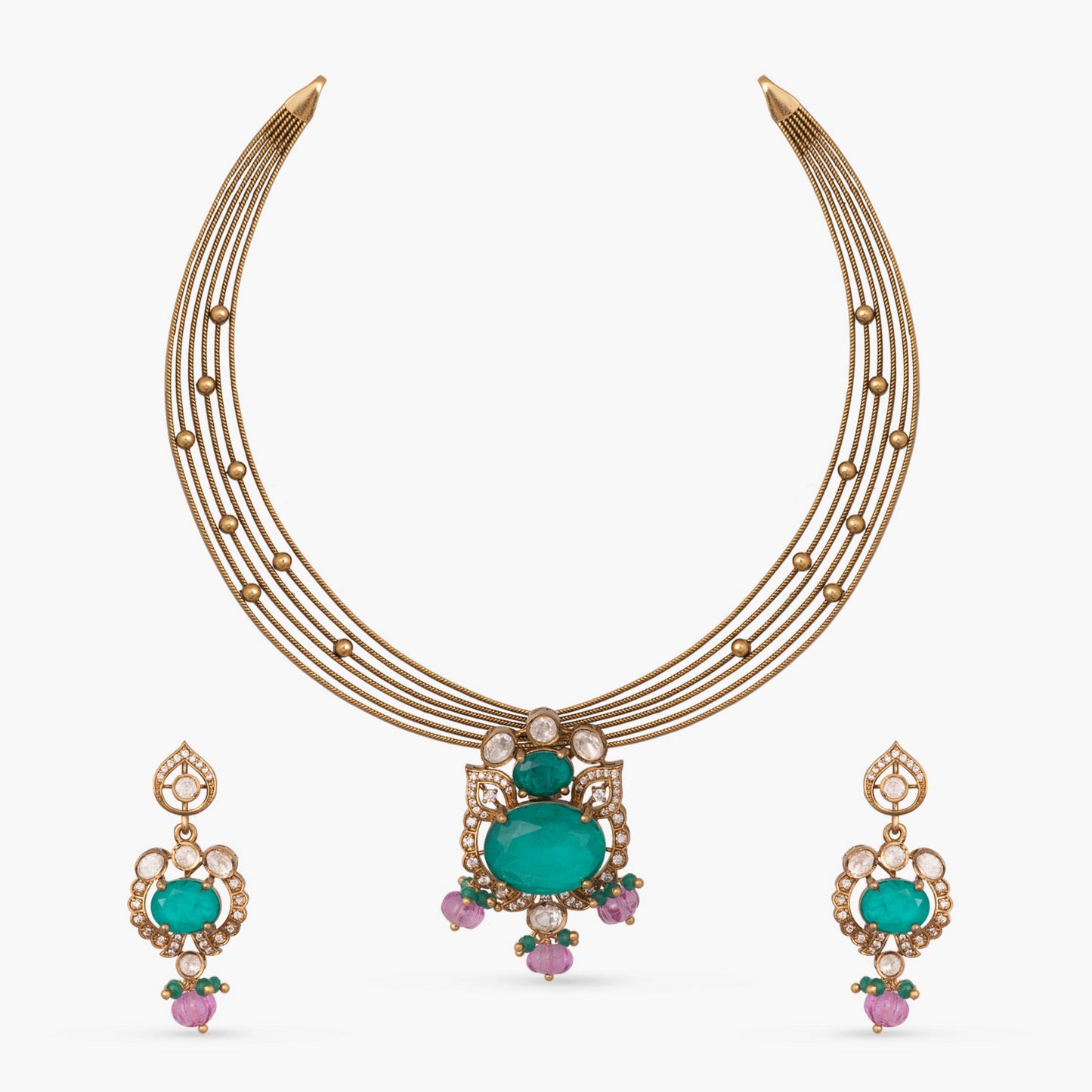 Samaira Moissanite Silver Necklace Set