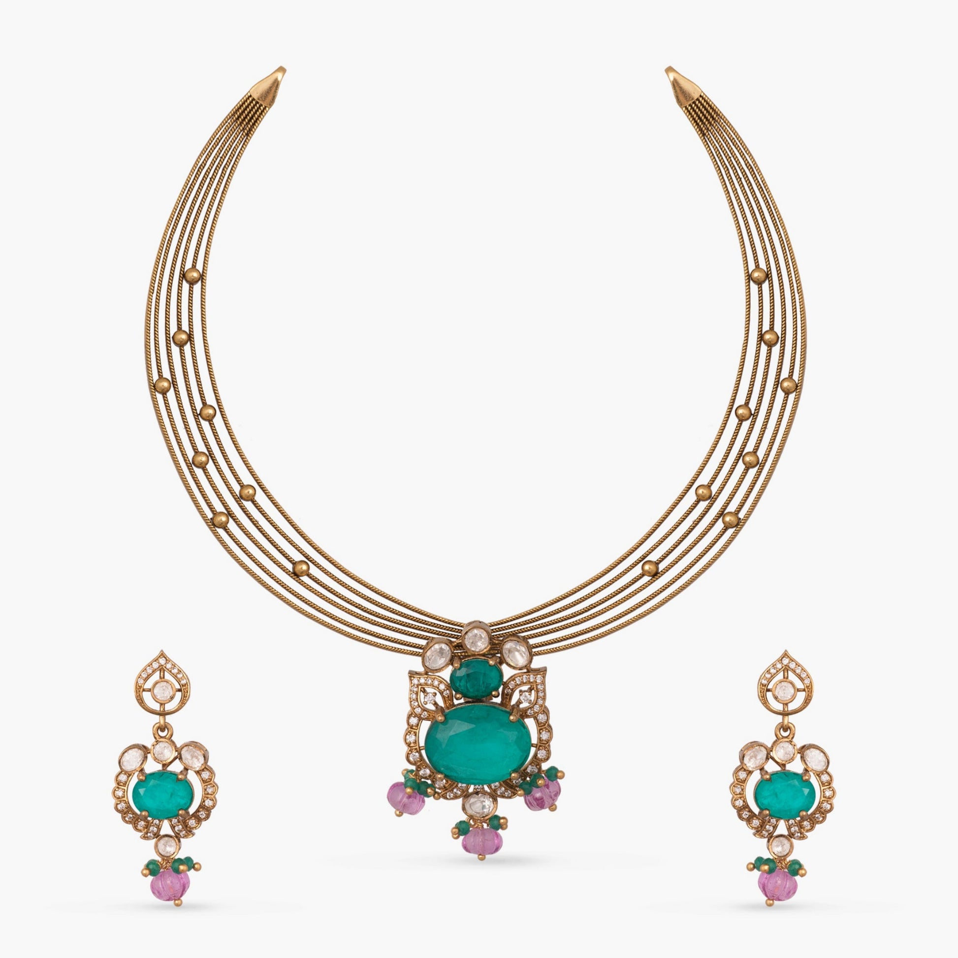 Samaira Moissanite Silver Necklace Set