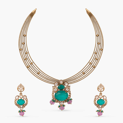 Samaira Moissanite Silver Necklace Set