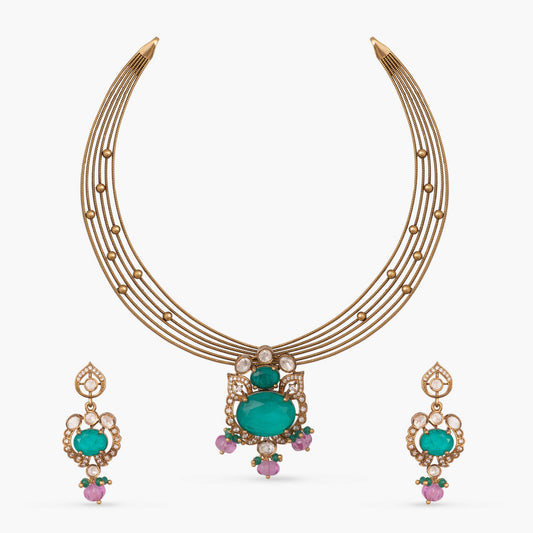 Samaira Moissanite Silver Necklace Set