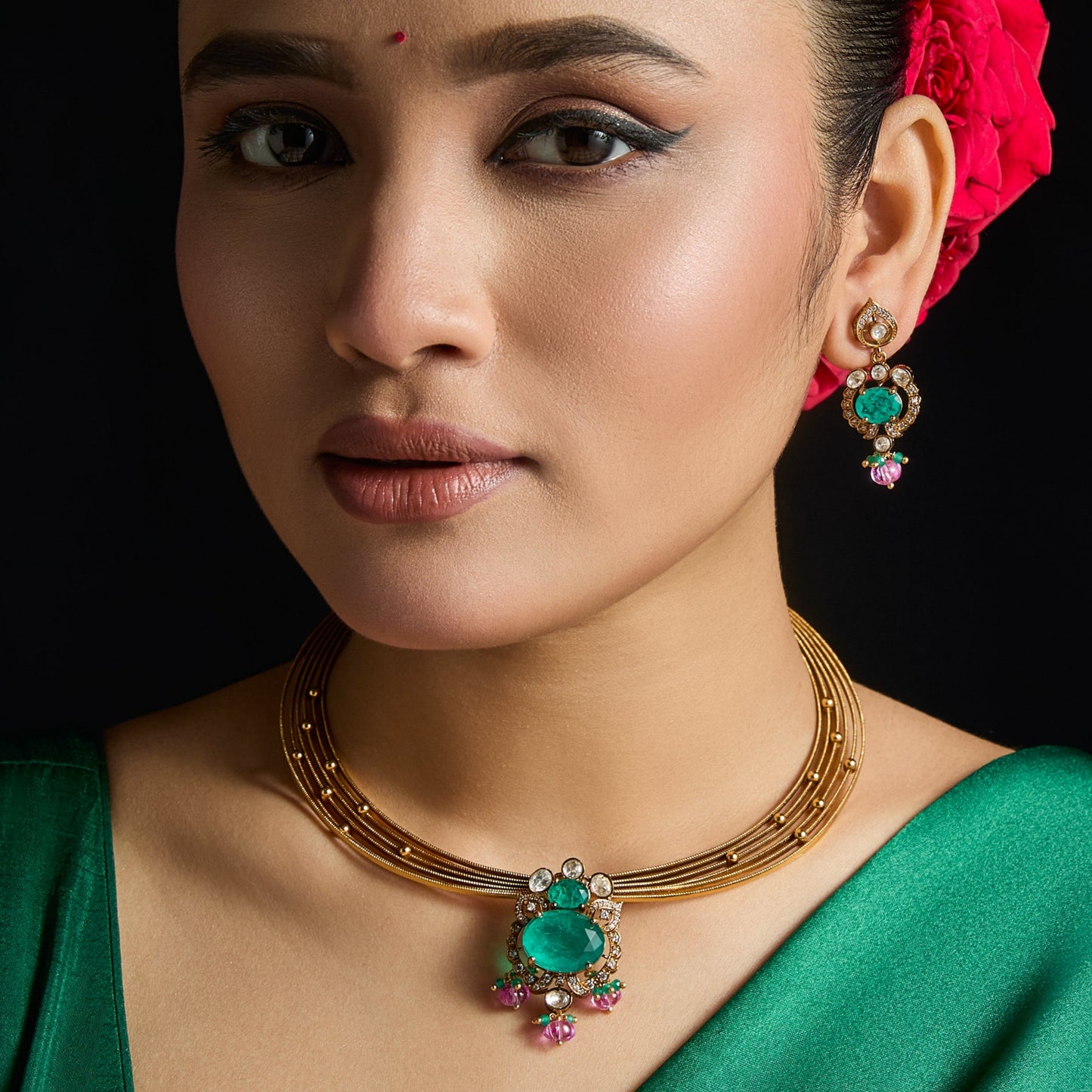 Samaira Moissanite Silver Necklace Set