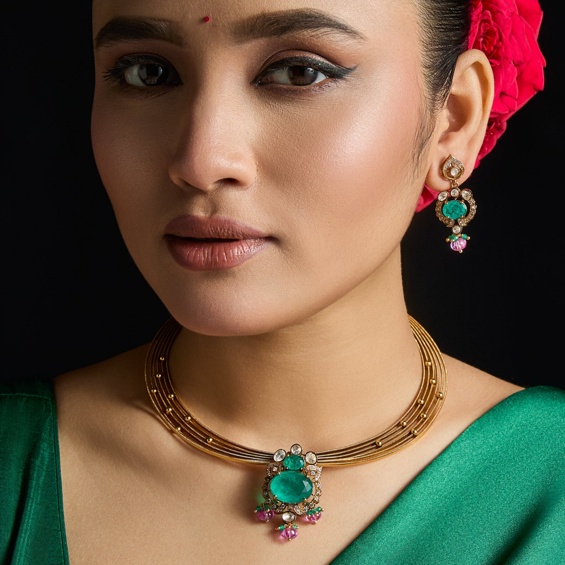 Samaira Moissanite Silver Necklace Set