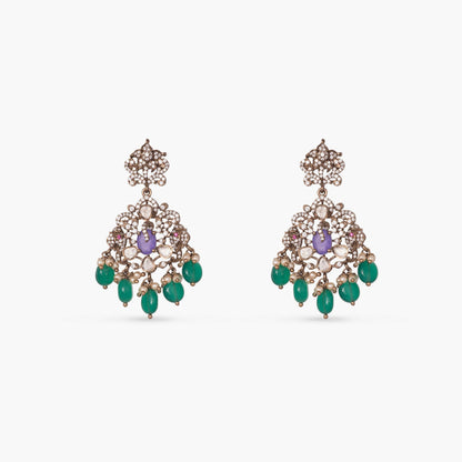  Ishani Moissanite Victorian Silver Necklace Set