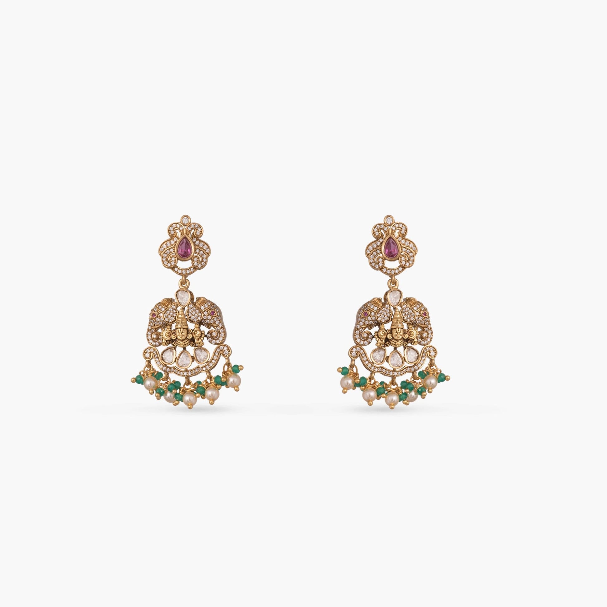 Vedika Kempu Antique Silver Necklace Set