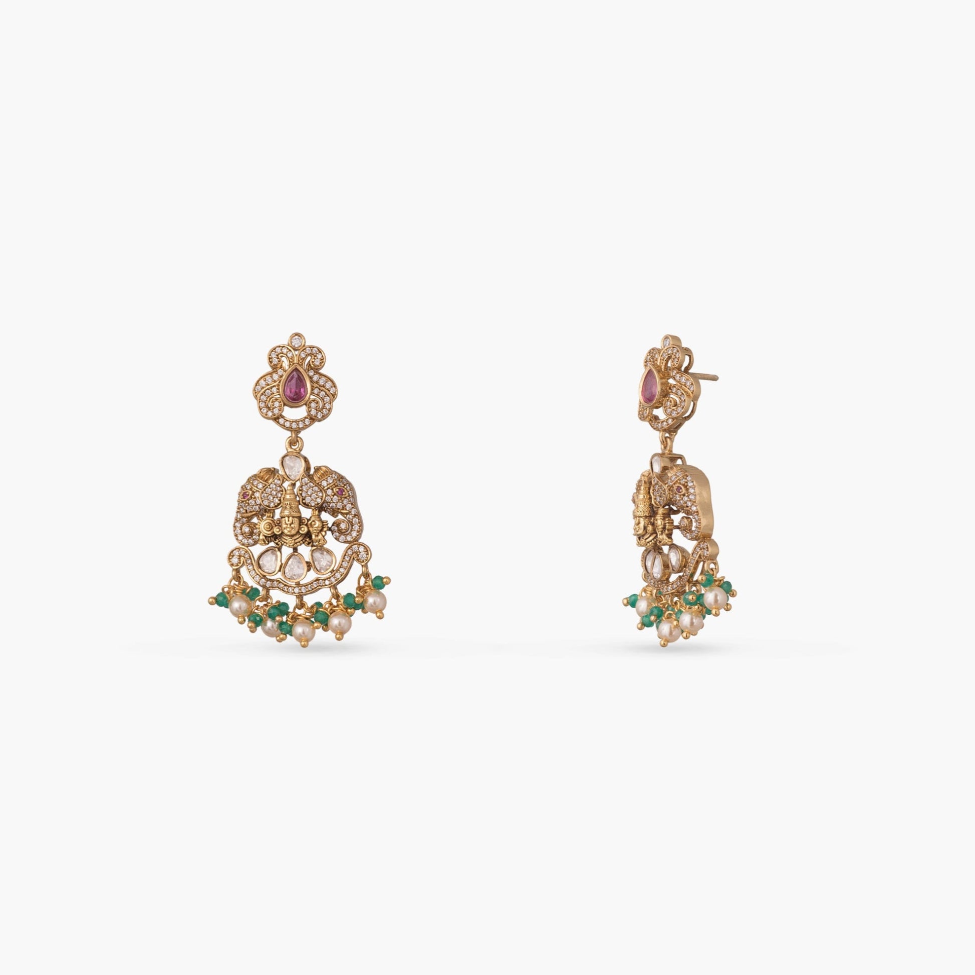 Vedika Kempu Antique Silver Necklace Set