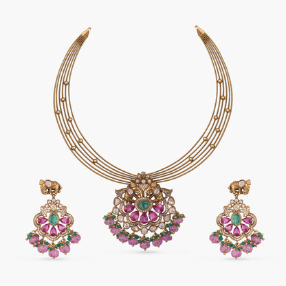Hansini Kempu Antique Silver Necklace Set