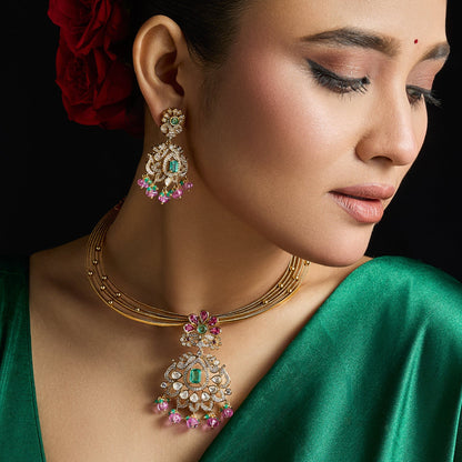 Mohana Kempu Antique Silver Necklace Set